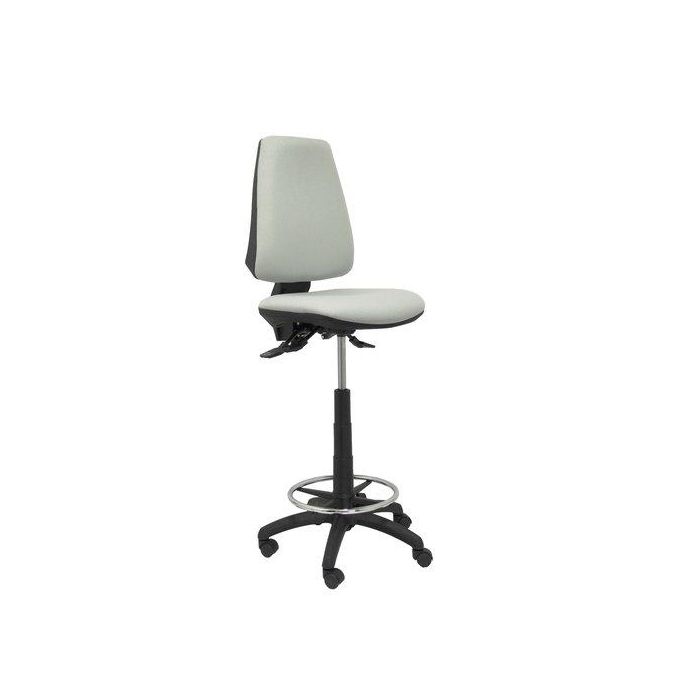 Taburete Piqueras Y Crespo Elche S Ergonomico Mecanismo De Contacto Permanente Regulable En Altura Y Aro Reposapies Cromado Ruedas Nylon Asiento Y Respaldo Tapizados Bali Gris Claro