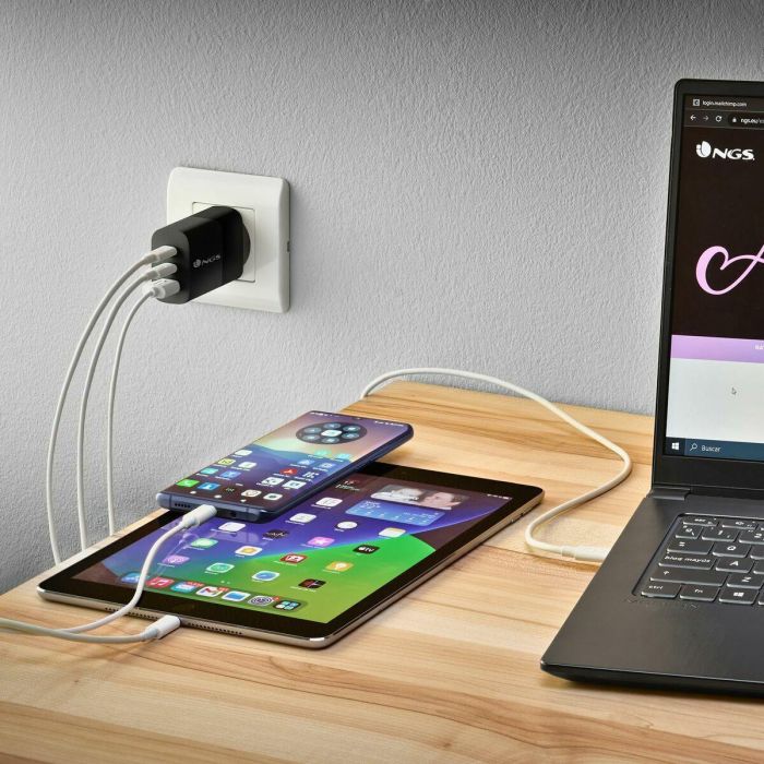 Cargador de Pared GaN NGS Bud 65W/ 2xUSB Tipo-C/ 1xUSB/ 65W 6 Cargador de Pared GaN NGS Bud 65W/ 2xUSB Tipo-C/ 1xUSB/ 65W 6