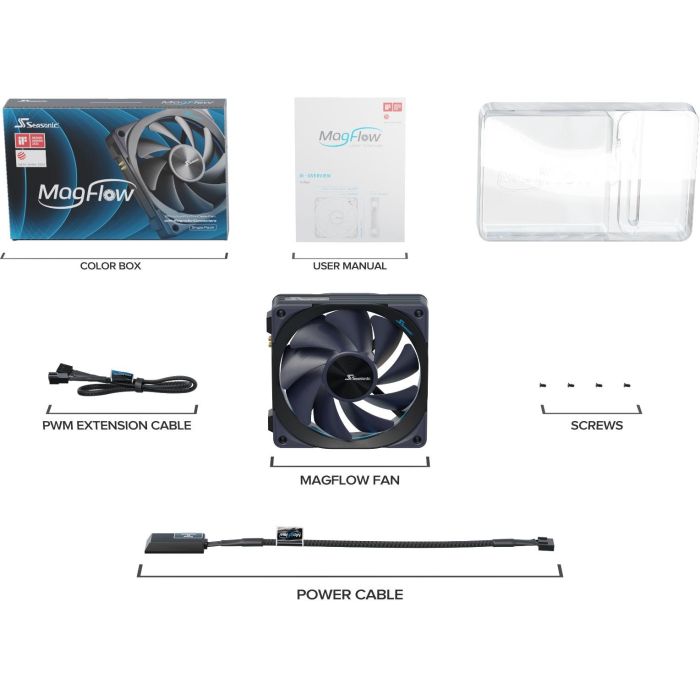 Seasonic MagFlow 1225PWM Ventilador 120mm 600-2000 RPM Kit de 1 Ventilador para Carcasa de PC Negro 8