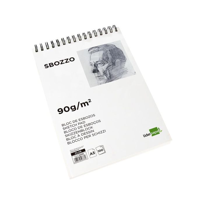 Bloc Dibujo Liderpapel Esbozos Espiral A3 297x420 mm 100 Hojas 90 gr-M2 Sin Recuadro 4