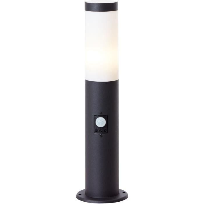 Brilliant DODY Pilona de Exterior con Detector de Movimiento, Negra, Metal y Plástico, Compatible E27 LED 1x10W, IP44