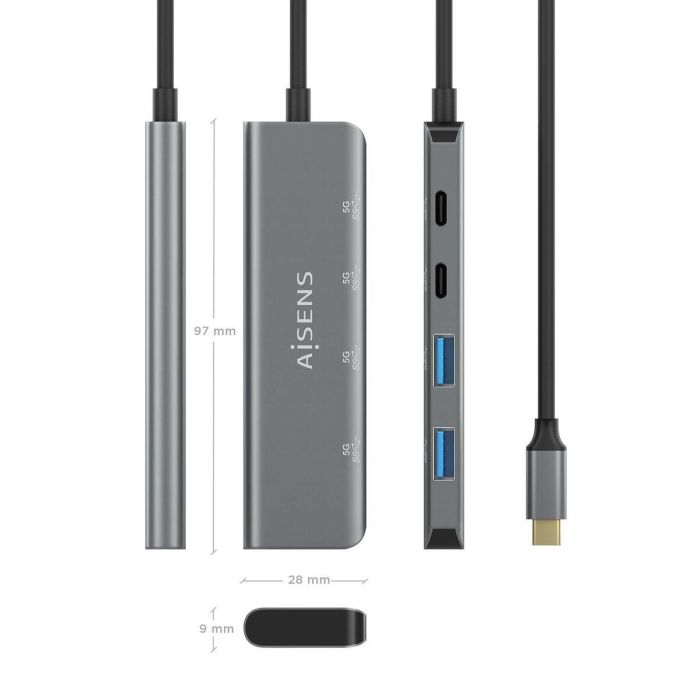 Hub USB Aisens A109-0763 Gris (1 unidad) 1
