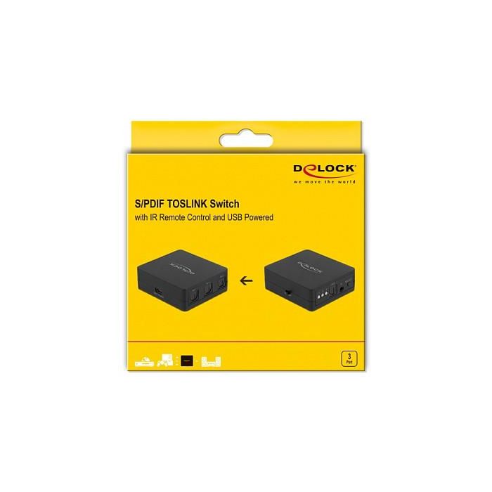 DeLOCK Conmutador Óptico S/PDIF TOSLINK 3 Entradas 1 Salida con Mando a Distancia IR y Alimentación por USB - Negro 3 DeLOCK Conmutador Óptico S/PDIF TOSLINK 3 Entradas 1 Salida con Mando a Distancia IR y Alimentación por USB - Negro 3