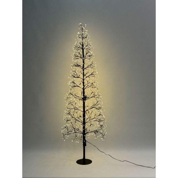 DKD Home Decor Árbol de Navidad Moderno Negro con Luces LED Cálidas Integradas, Estructura Metálica, Decoración Hogar, 150 cm Alto