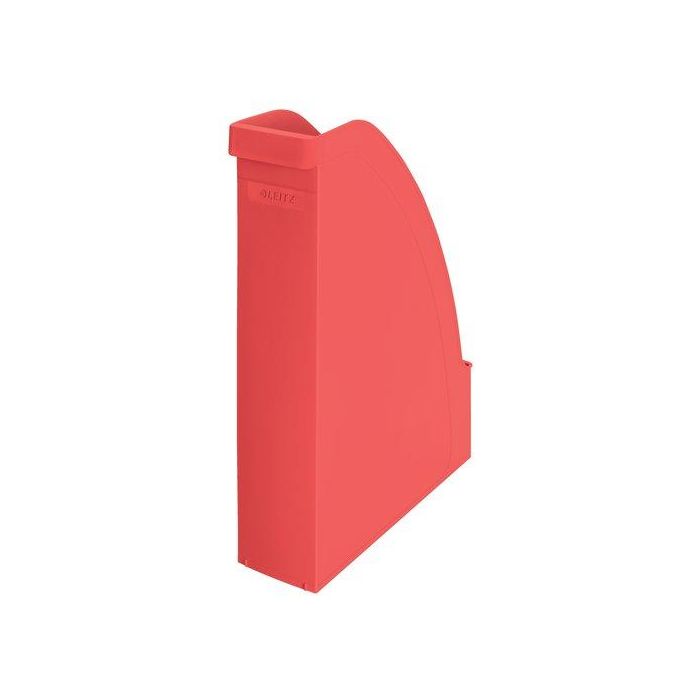 Leitz Revistero Leitz Recycle, plástico reciclado, lomo 60mm, rojo, 78x308x278 mm. Para A4, ecológico y robusto.