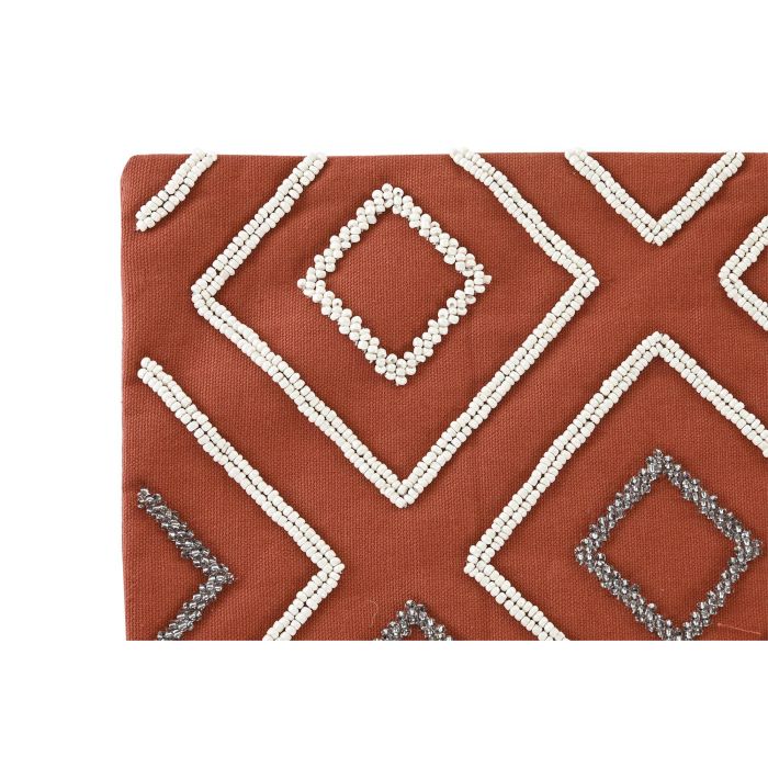 DKD Home Decor Funda Cojín Geométrico Terracota de Poliéster 1x50x50 cm con Cremallera 1