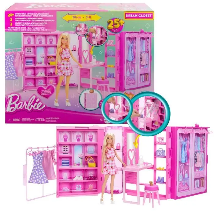 Barbie Conjunto Tocador de Ensueño HXD58 con Muñeca, 27 Accesorios y Armario Desplegable 0 Barbie Conjunto Tocador de Ensueño HXD58 con Muñeca, 27 Accesorios y Armario Desplegable 0