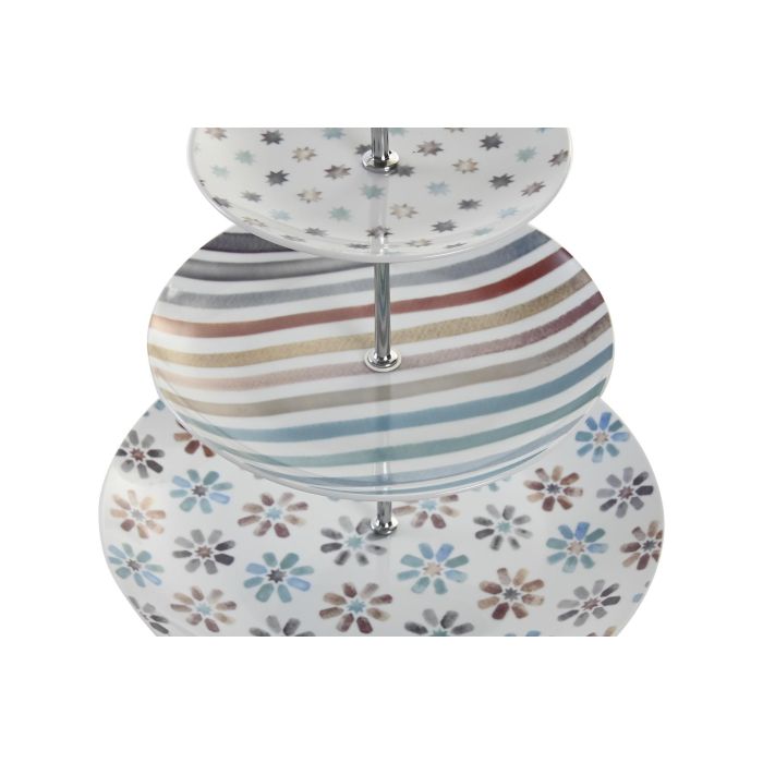 DKD Home Decor Frutero Urban Casablanca 2022 Porcelana Metal Multicolor 27 x 34 x 27 cm 3 Pisos 1