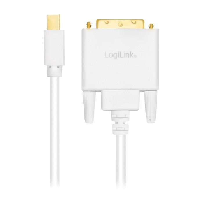 Logilink Mini DisplayPort-Kabel DP 1.2 zu DVI. weiß 1.8m 1