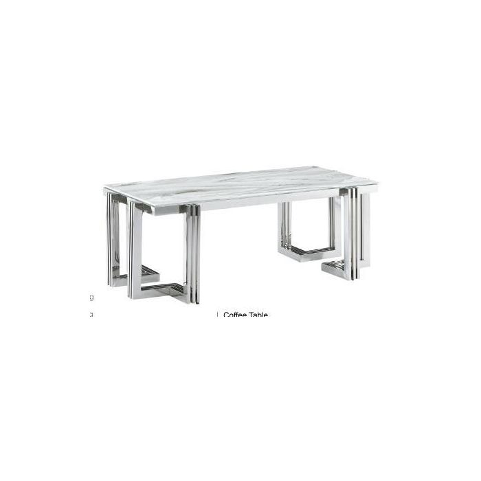 DKD Home Decor Mesa Centro Moderna Blanca Plateada de Acero y Cristal 120x60x45 cm
