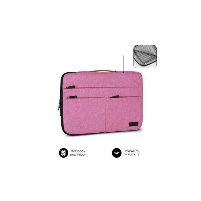 Funda Subblim Air Padding 360 Sleeve para Portátiles hasta 14"/ Rosa Funda Subblim Air Padding 360 Sleeve para Portátiles hasta 14"/ Rosa
