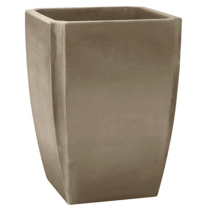 PALMEA Jarrón Alto Arbustero 65 L - Doble Pared - Reserva de Agua Integrada - 47 x 47 x 65 cm - Taupe - EDA 1 PALMEA Jarrón Alto Arbustero 65 L - Doble Pared - Reserva de Agua Integrada - 47 x 47 x 65 cm - Taupe - EDA 1