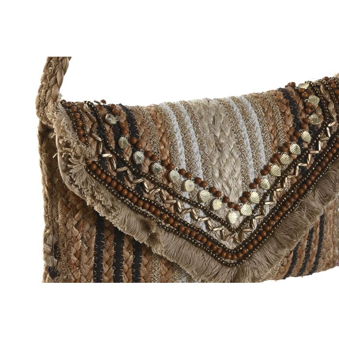 DKD Home Decor Bolso Mediterraneo Crema Marron 4 x 21 x 35 cm (4 Unidades) 1