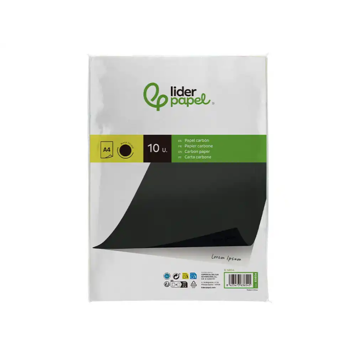 Liderpapel Papel Carbon Negro DIN A4 Bolsa de 10 Hojas 1