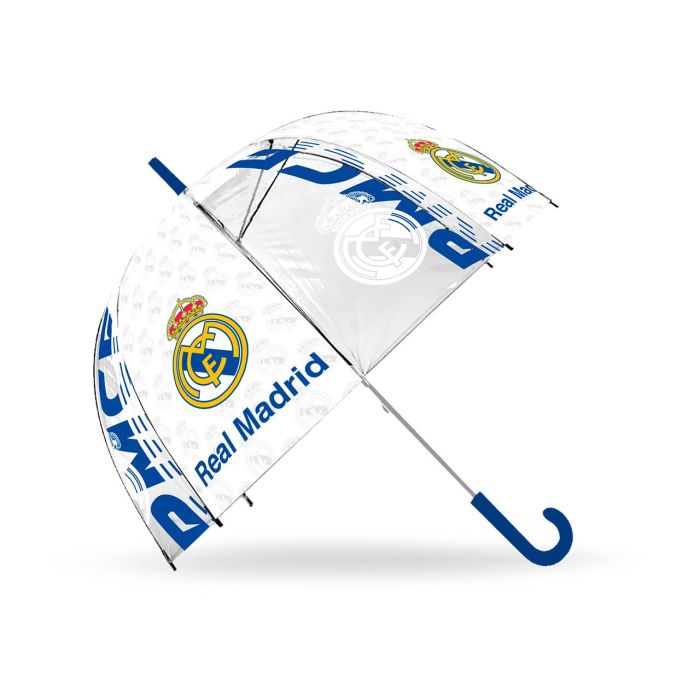 Kids Licensing RM00018 Paraguas Transparente Real Madrid 46 cm Niños - Apertura Manual Fácil