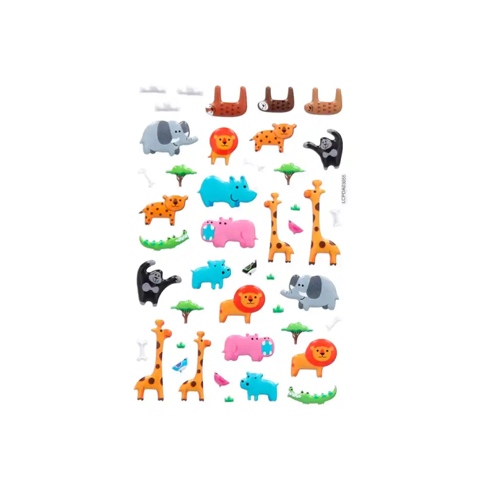 Imaginovo Pegatinas Cute Animales Safari con Relieve 190x105 mm 3
