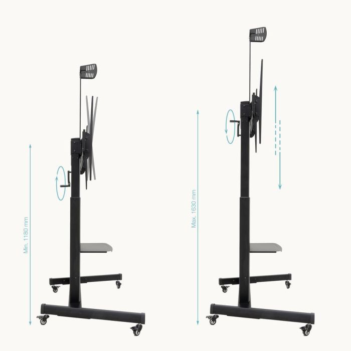 TooQ Soporte de Suelo con Ruedas para Pantallas 60"-100" Regulable en Altura Negro 2