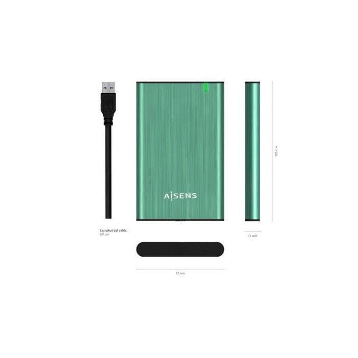 Aisens ASE-2525SGN Caja Externa Disco Duro 2.5" USB 3.0 5.0Gbps UASP SATA Aluminio Sin Tornillos Verde 3 Aisens ASE-2525SGN Caja Externa Disco Duro 2.5" USB 3.0 5.0Gbps UASP SATA Aluminio Sin Tornillos Verde 3