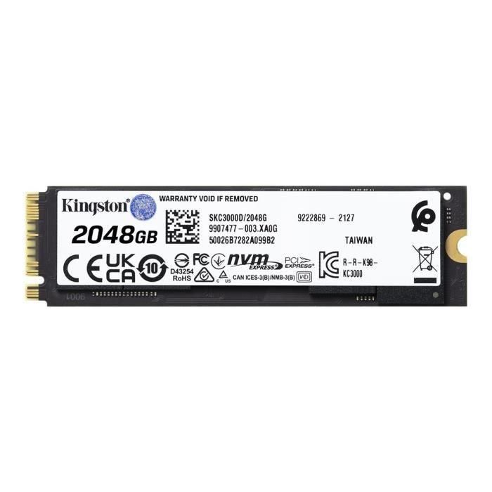 Kingston KC3000 M.2 2048 GB PCIe 4.0 NVMe SSD - 7000 MB/s Lectura/Escritura - SKC3000D/2048G 2 Kingston KC3000 M.2 2048 GB PCIe 4.0 NVMe SSD - 7000 MB/s Lectura/Escritura - SKC3000D/2048G 2