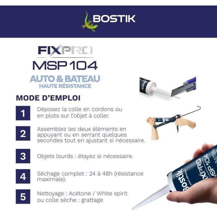 Sellador para automoción/náutica - BOSTIK - Fixpro MSP 104 - Adhesivo y sellador - Resistente a la intemperie y al agua de mar - Blanco - 290 ml 5