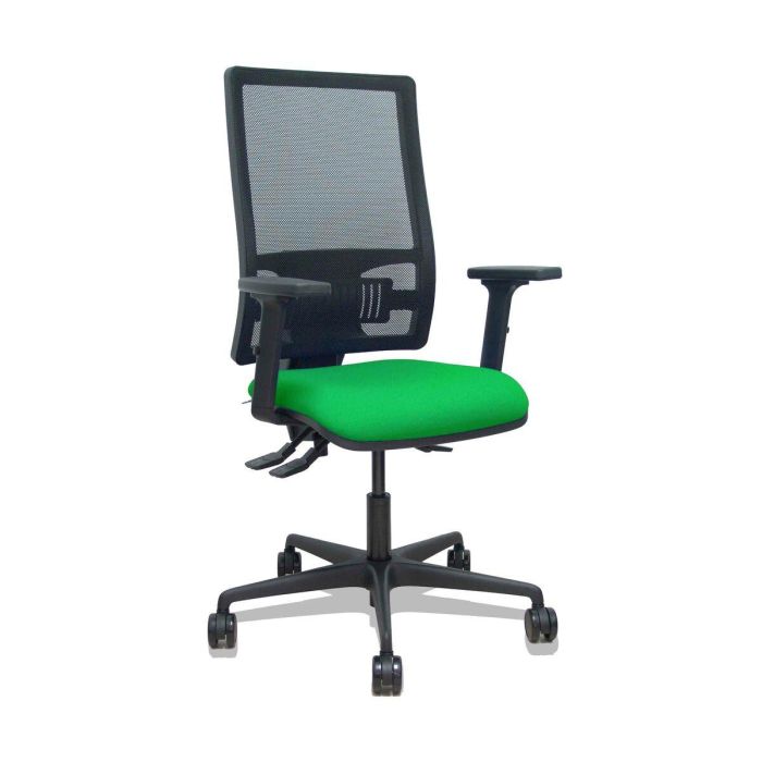 PIQUERAS Y CRESPO Silla Bormate asincro malla negra asiento bali verde brazos 2D ruedas 65mm PIQUERAS Y CRESPO Silla Bormate asincro malla negra asiento bali verde brazos 2D ruedas 65mm