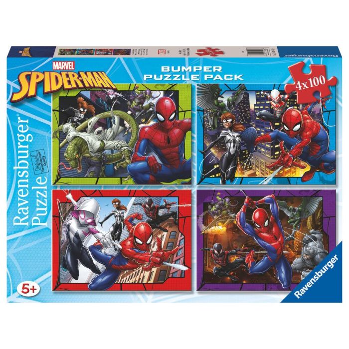 RAVENSBURGER Puzzle Spiderman Marvel 4x100 piezas, Múltiples Puzzles para Niños y Niñas, Edad: +5 Años