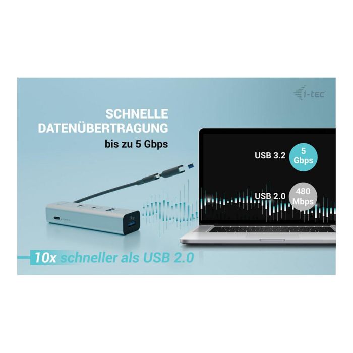 Hub USB i-Tec CAHUBMETAL2A2CPD Plateado