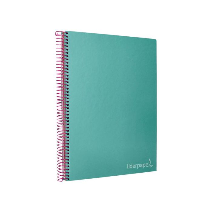 Cuaderno Espiral Liderpapel A4 Micro Jolly Tapa Forrada 140H 75 gr Cuadro 5 mm 5 Bandas4 Taladros Color Turquesa 6