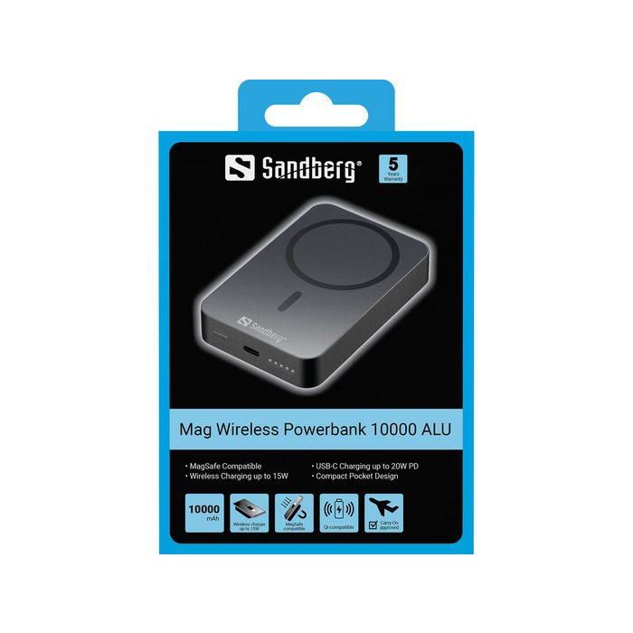 Sandberg Magnet Wireless Powerbank 10000 ALU - Batería Externa Magnética Inalámbrica Qi & MagSafe, Carga Rápida USB-C 20V 3 Sandberg Magnet Wireless Powerbank 10000 ALU - Batería Externa Magnética Inalámbrica Qi & MagSafe, Carga Rápida USB-C 20V 3