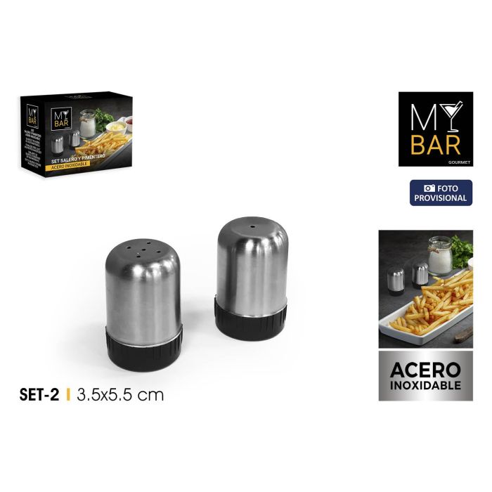 Set de 2 pcs Salero y Pimentero en Acero My Bar - Inde (24 Unidades) Set de 2 pcs Salero y Pimentero en Acero My Bar - Inde (24 Unidades)