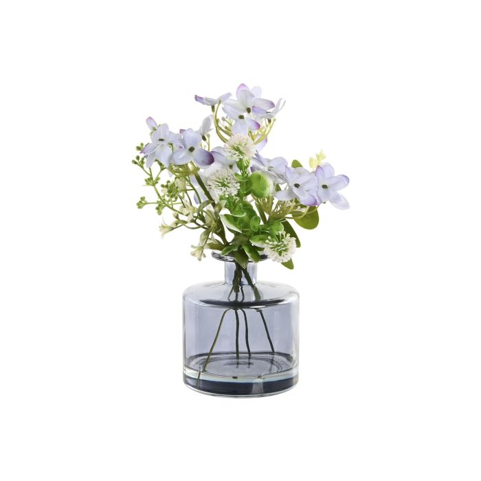 DKD Home Decor Planta Decorativa Shabby Lila y Azul Marino 18 x 25 x 18 cm de PE y Cristal (4 Unidades)