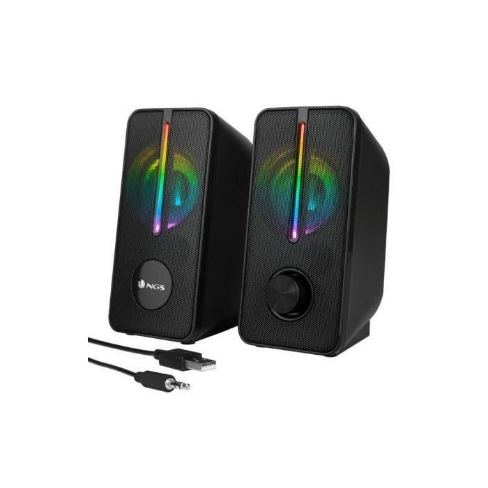 NGS GSX-150 Altavoces estéreo 2.0 con máxima potencia 12W, iluminación LED RGB, alimentación USB, negro, para PC/Portátil 2 NGS GSX-150 Altavoces estéreo 2.0 con máxima potencia 12W, iluminación LED RGB, alimentación USB, negro, para PC/Portátil 2