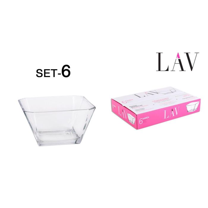 Lav Set 6 Bols Cuadrados Karen 10.5x10.5x5.7 cm (8 Cajas)