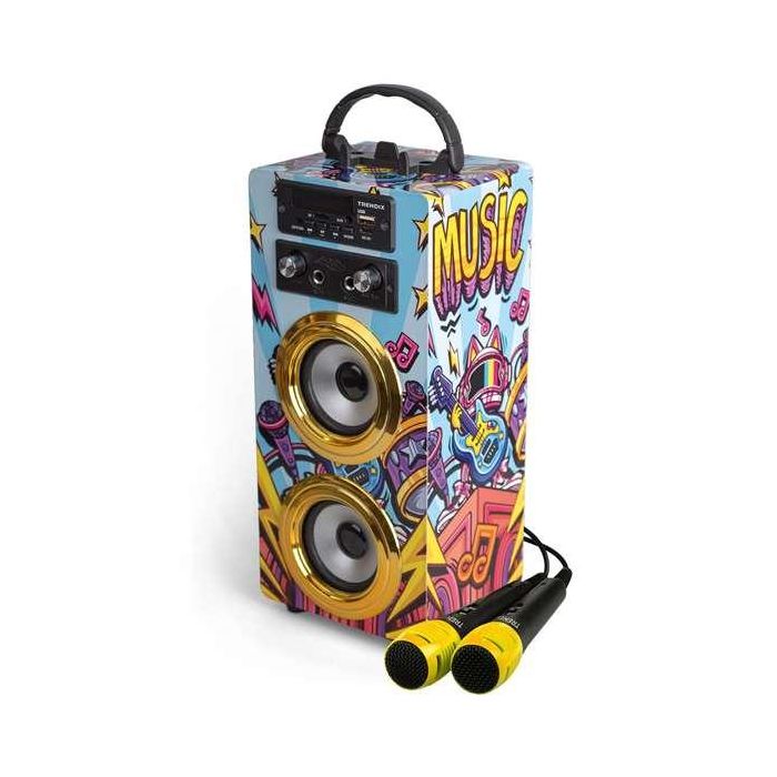 World Brands Altavoz Karaoke Tx803856 Bluetooth con 2 Micrófonos y Efecto Eco Portátil 1