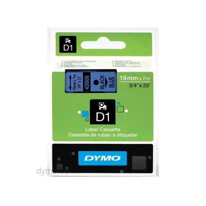 Dymo 45806 Cinta D1 Poliester Autoadhesiva Negra Sobre Azul 19mm x 7M para Rotuladora Labelmanager