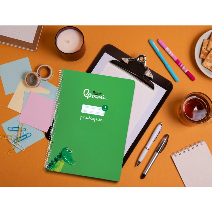 Liderpapel Cuaderno Espiral Pautaguía A4 Tapa Blanda 80 Hojas 75gr Cuadro Pautado 3mm Verde 7
