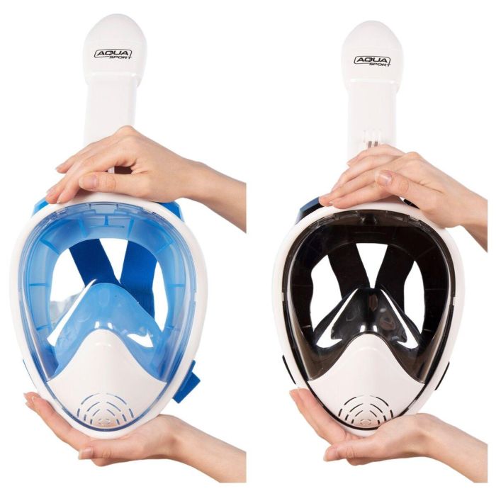 Máscara de Snorkel con Soporte para Cámara Deportiva AquaSport Azul Blanco (4 Unidades) 1 Máscara de Snorkel con Soporte para Cámara Deportiva AquaSport Azul Blanco (4 Unidades) 1