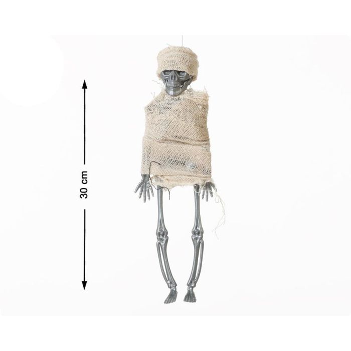 Esqueleto de Plástico Envuelto en Gasa 30 cm para Decoración Halloween