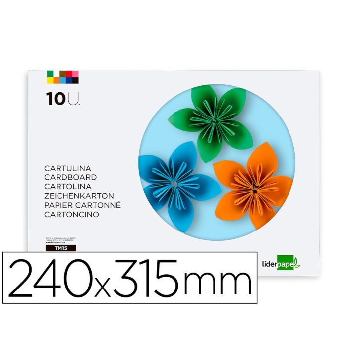 Bloc Trabajos Manuales Liderpapel Cartulina 240x315 mm 10 Hojas 5 Colores Neon + 5 Colores Intensos