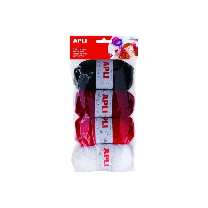 Ovillos De Lana Apli 50 Gr. Tonos Rojos Pack De 4