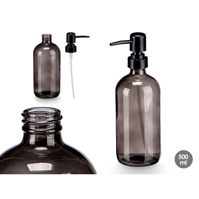 Berilo Dosificador Redondo de Vidrio y Plástico Gris 500 ml (9.5x21.4x7.4 cm) (12 Unidades) Berilo Dosificador Redondo de Vidrio y Plástico Gris 500 ml (9.5x21.4x7.4 cm) (12 Unidades)