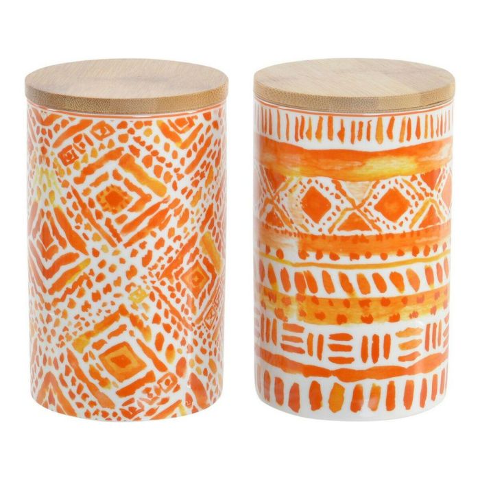 Bote Colonial DKD Home Decor Naranja 9.8 x 15.5 x 9.8 cm (4 Unidades)