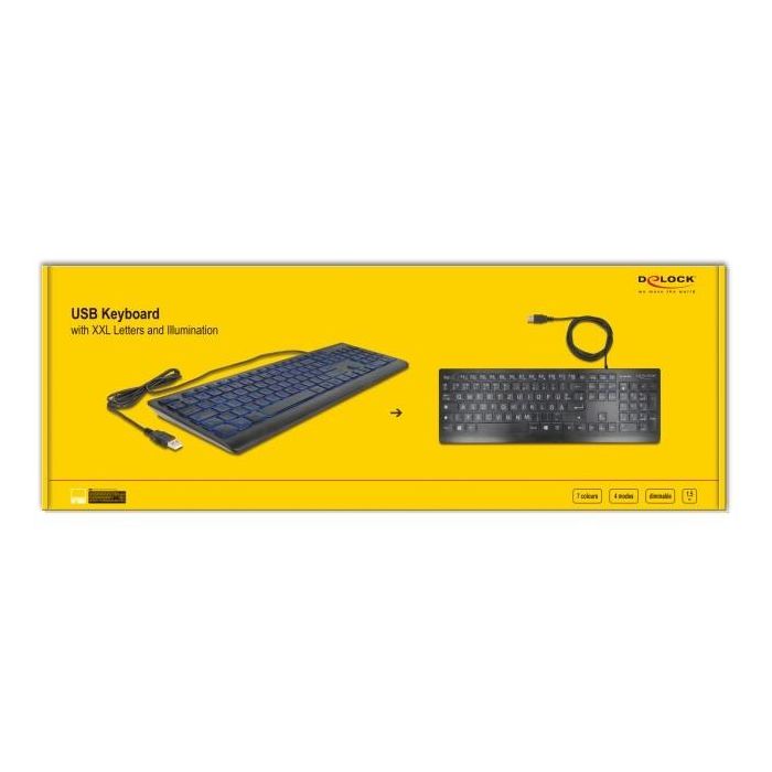 DeLOCK 12170 Teclado USB Alámbrico QWERTZ Alemán con Retroiluminación LED RGB y Teclas XXL Grandes Negro 1.5m 3 DeLOCK 12170 Teclado USB Alámbrico QWERTZ Alemán con Retroiluminación LED RGB y Teclas XXL Grandes Negro 1.5m 3