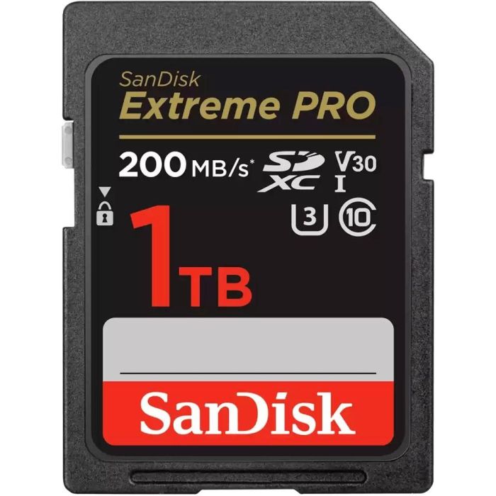 SanDisk Tarjeta Extreme PRO SDXC 1TB, UHS-I Clase 10, U3 V30, Lectura 200MB/s, Escritura 90MB/s, Resistente a golpes y agua