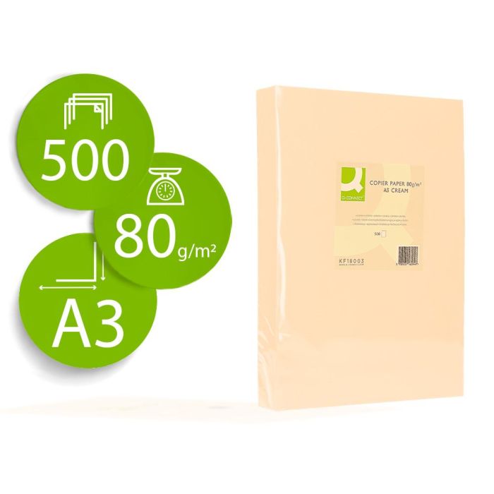 Papel Color Q-Connect Din A3 80 gr Crema Paquete De 500 Hojas