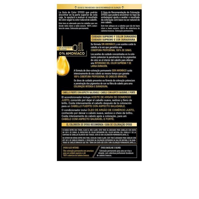 Syoss OLEO INTENSE Tinte Sin Amoniaco #7.10 Rubio Natural Crema Cabello Mujer 5pz 1