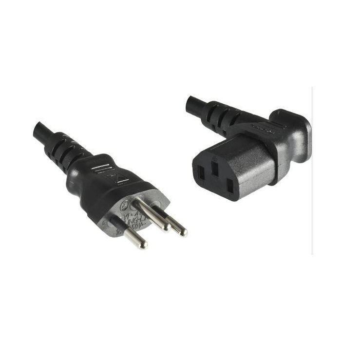 MicroConnect Cable de Alimentación Suizo (Tipo J) - C13 en Ángulo, 1.8m para Monitor PC Proyector