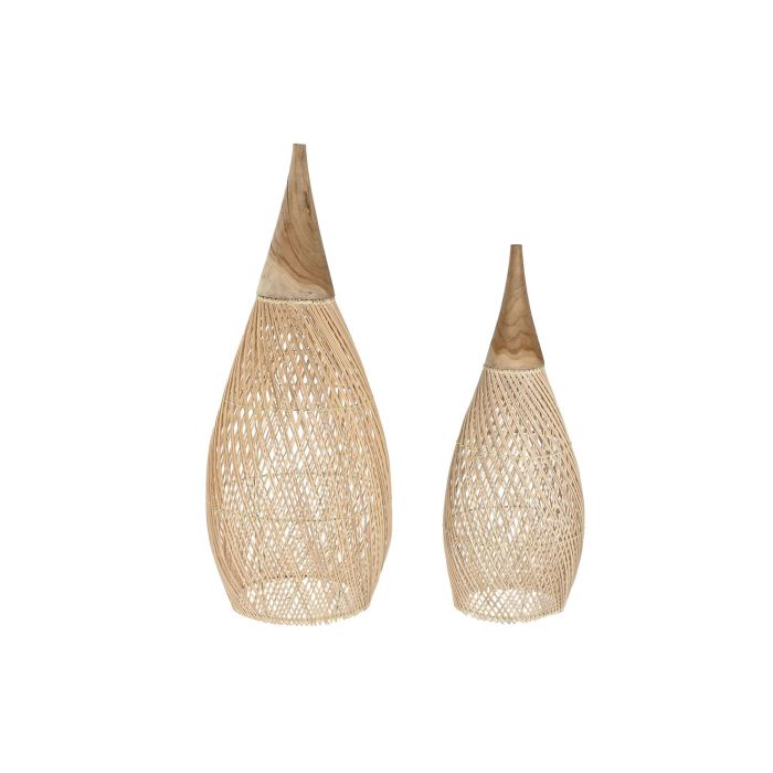 Pantalla Item Home DKD Home Decor Natural 35 x 85 x 35 cm Set de 2