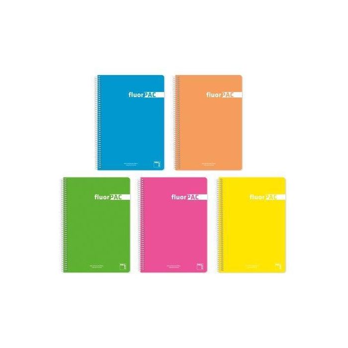 Pacsa Cuaderno Fluorpac 80H Folio 90 gr 4x4 mm Tapas Pp Pack 5 Ud Colores Surtidos Pacsa Cuaderno Fluorpac 80H Folio 90 gr 4x4 mm Tapas Pp Pack 5 Ud Colores Surtidos