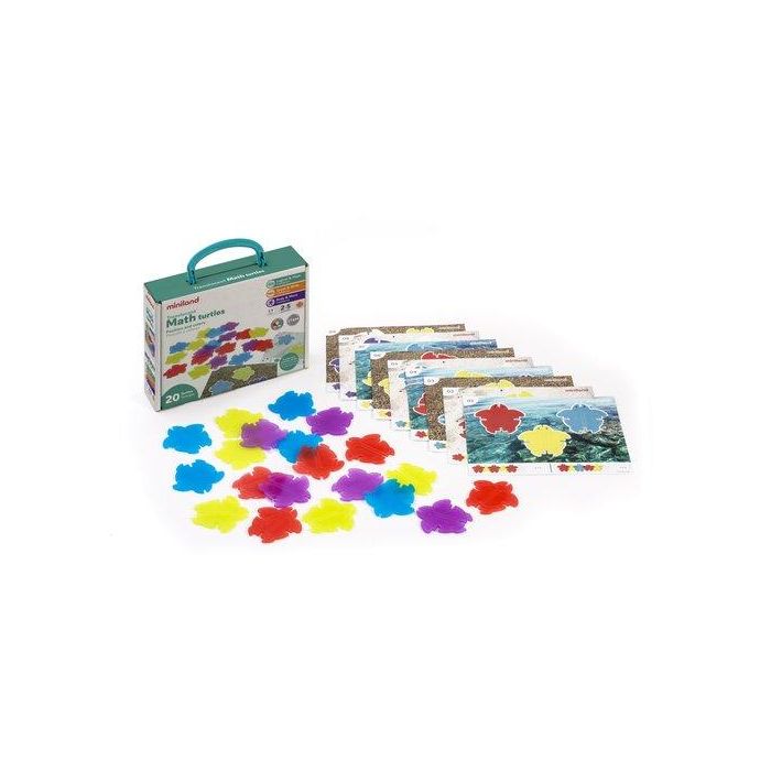 Miniland Juego de 20 Tortugas Translúcidas y 9 Tarjetas de Actividades con Dos Niveles de Dificultad